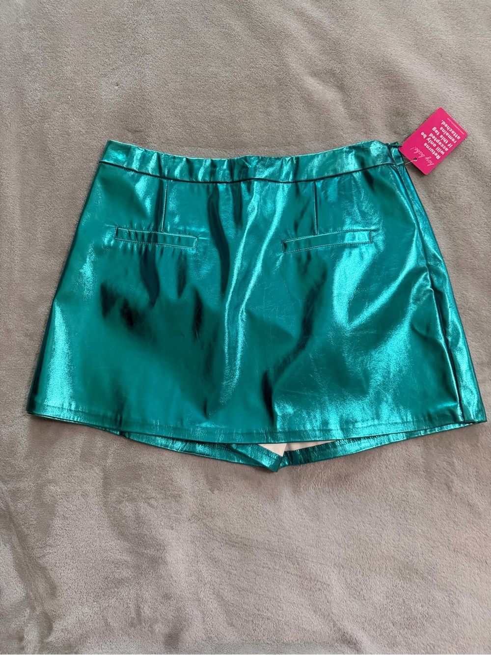 Buddy Love Metallic Teal Mini Skirt